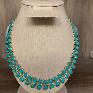 NWOT Melinda Maria Turquoise Leaf Necklace in Gold/ Turquoise Approximately 18”